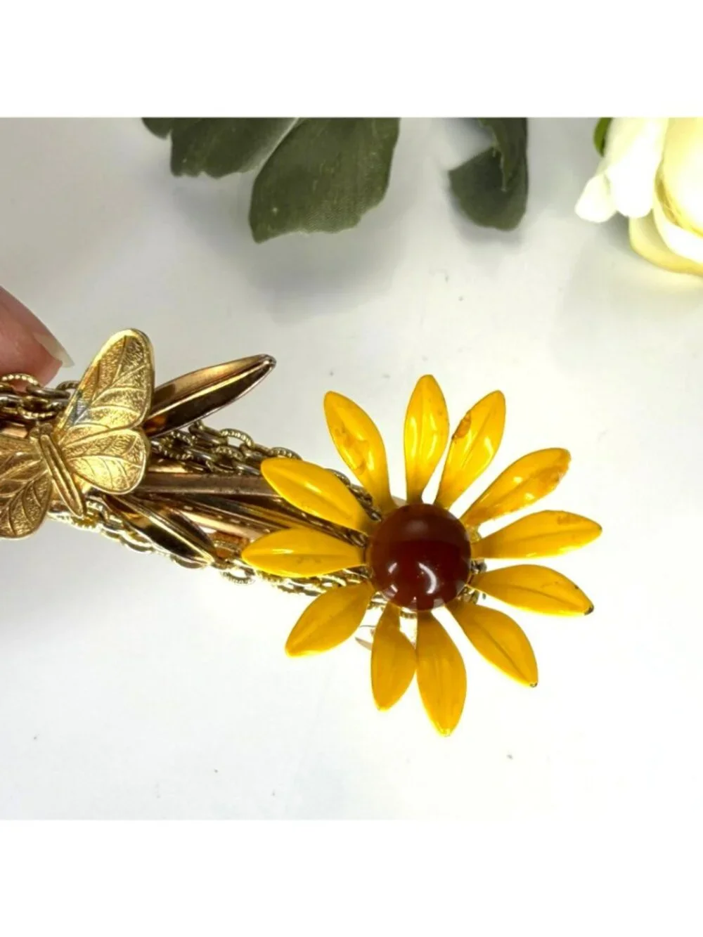 Daisy Butterfly Barrette | One of a Kind Floral Hair Clip
